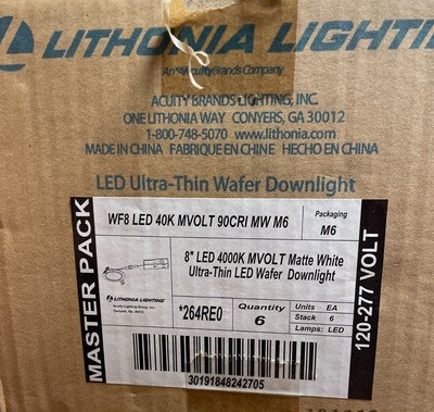 6 LITHONIA 8'' ULTRA-THIN WAFER DOWNLIGHT WF8 LED 40K MVOLT 90CRI MW M6 FIXTURES
