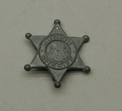 ORIGINAL VINTAGE JUNIOR SHERIFF PREMIUM BADGE PIN PINBACK BUTTON