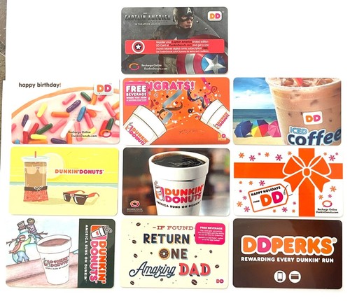 BrightWin ダンキンドーナツ カード DUNKIN DONUTS 2008-2018 Dunkin Donuts Card. Set of 10 Vintage Cards. Mint
