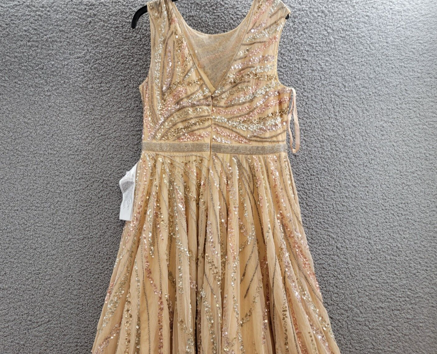 MAC DUGGAL Embellished Cap-Sleeve Gown Women's 10 Yellow Gold Back Zip Closure - Picture 12 of 17