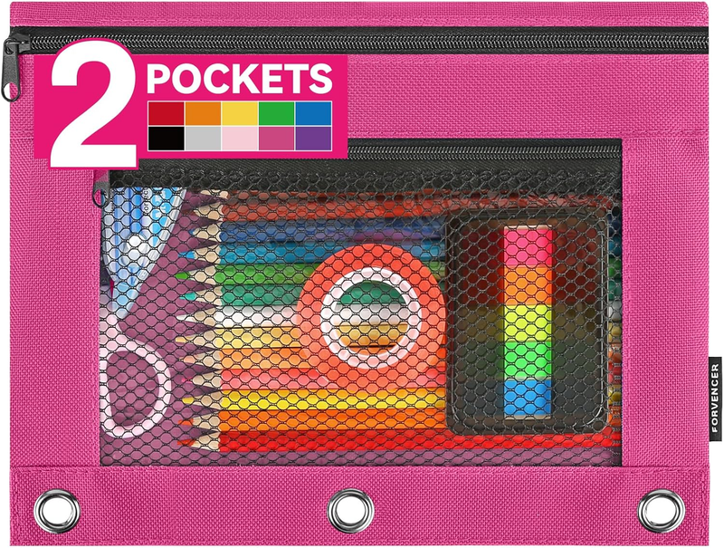 Adorable Zipper Pencil Pouch, Cute Zipper Pouch for 3-Ring Binders, Sturdy Binde