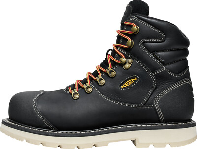 Pre-owned Keen Utility Mens Cincinnati 90 Deg 6in Wp Ct Black/sandshell Leather Work Boots