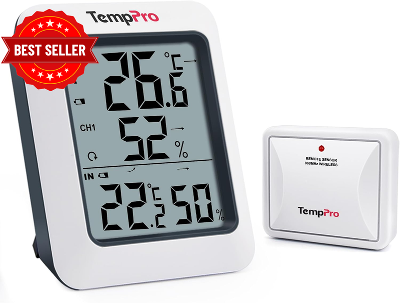 Tempair 500 FT Indoor Outdoor Thermometer Wireless & Remote Sensor