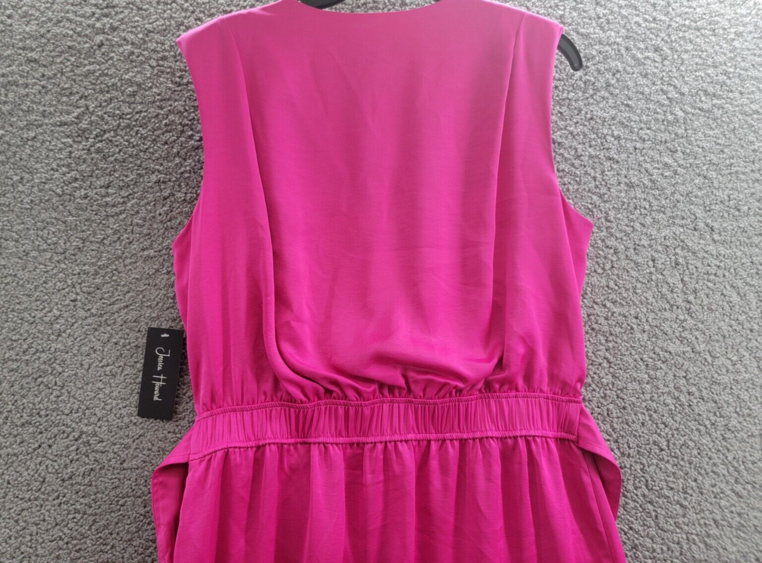 Jessica Howard Sleeveless Tie-Waist Wrap Dress Womens 14 Magenta V-Neck Pullover - Picture 10 of 15