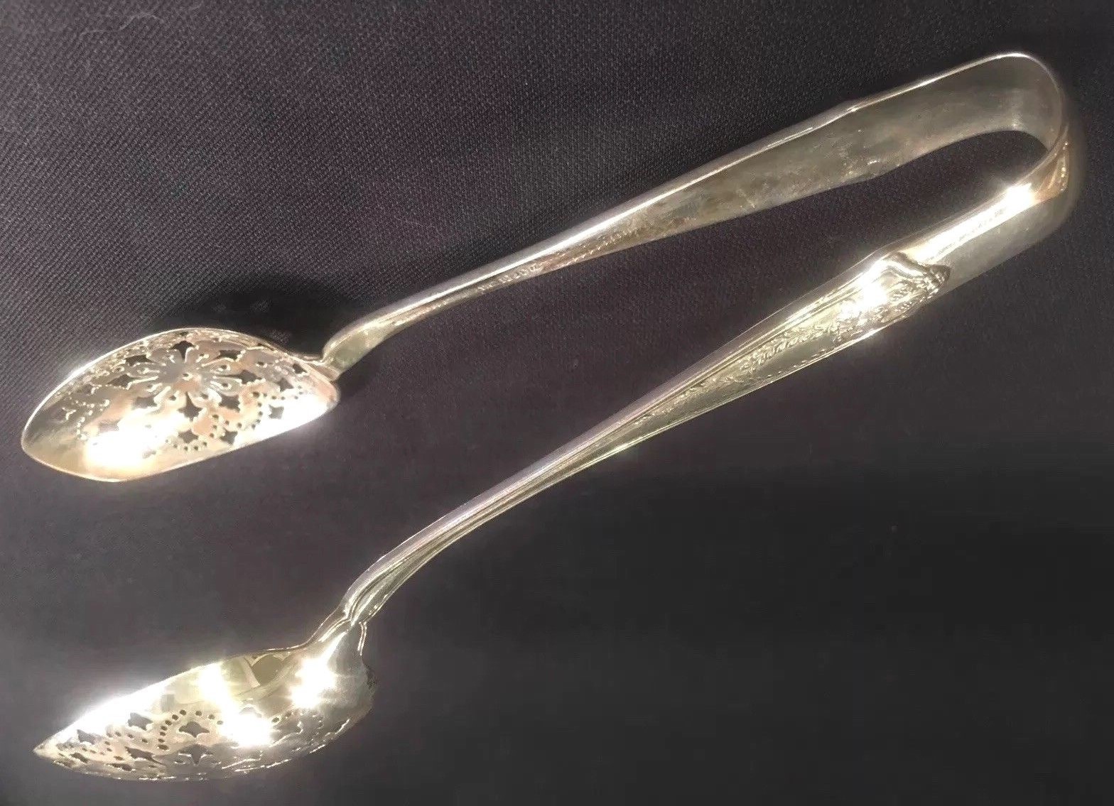 Antique TIFFANY & CO Sterling Pierced Ice Tongs WINTHROP No Mono 7