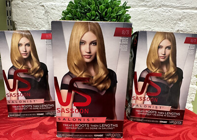 3 ~ Vidal Sassoon Salonist Hair Color Dye Permanent  8/3 Medium Gold Blonde Read