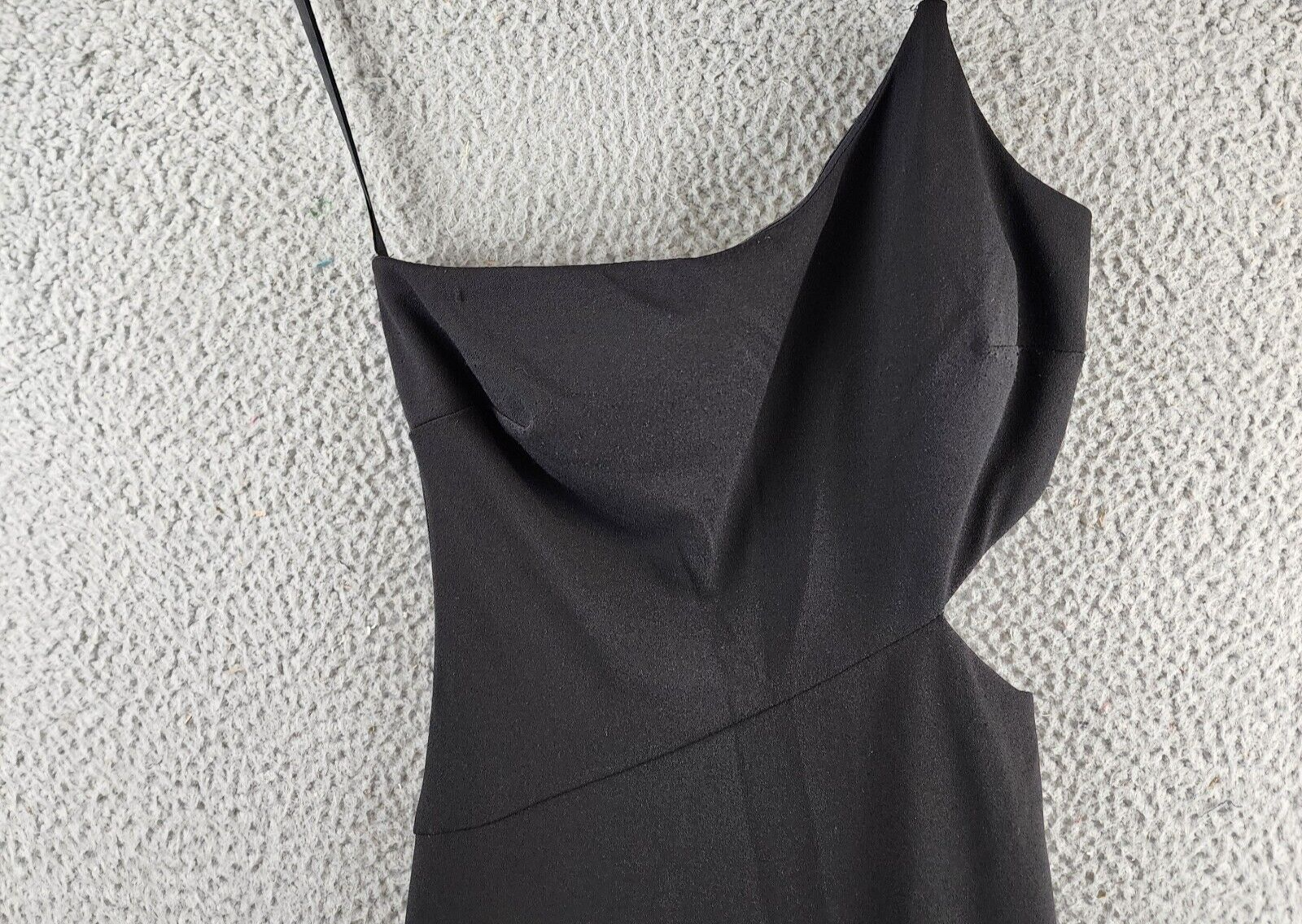 AQUA Scuba Crepe One-Shoulder Dress Women's 2 Black Cutout Side Back Zip Closure - Picture 3 of 13