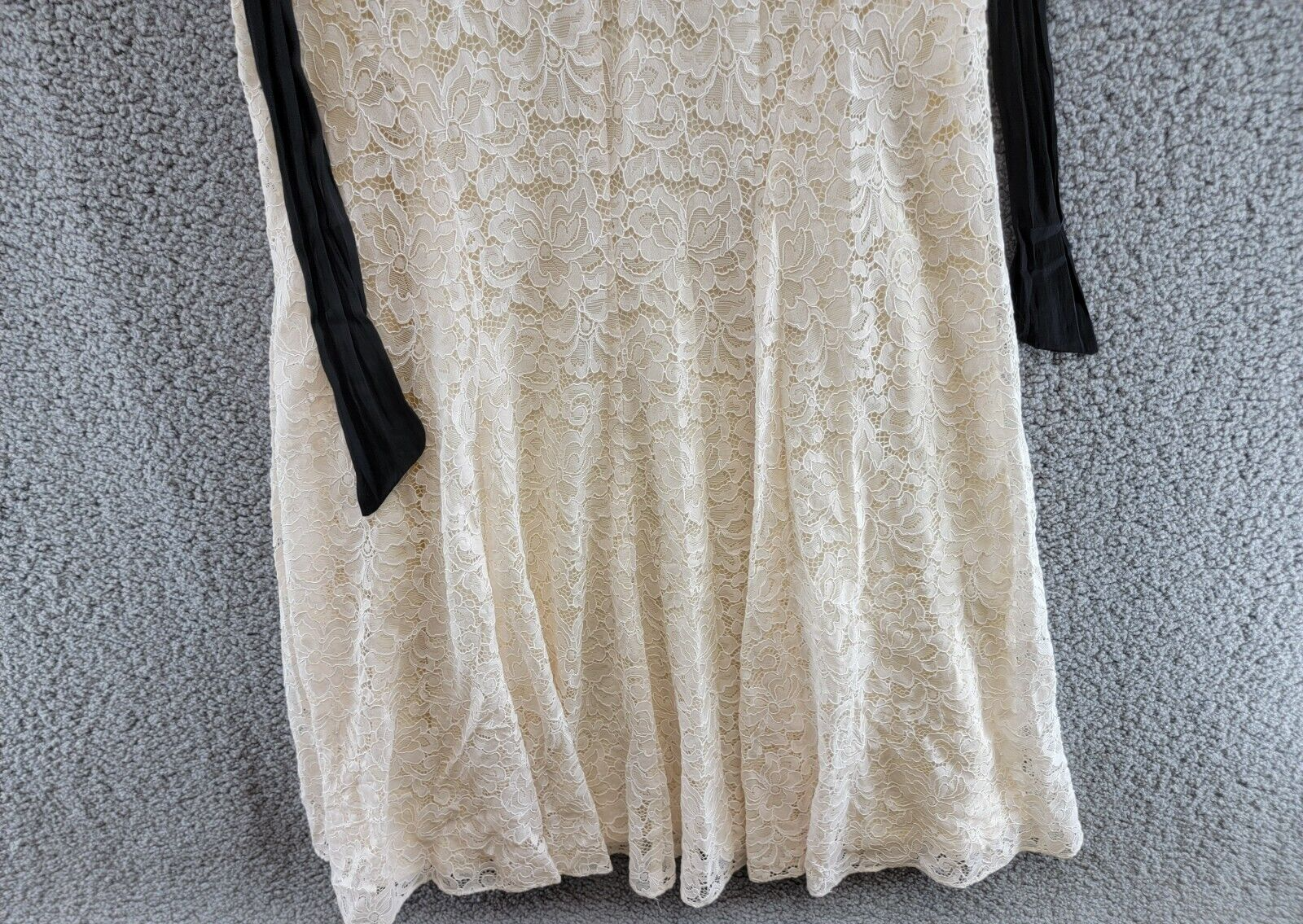 Lauren Ralph Lauren Belted Lace A-Line Gown Women's 4 Winter Cream Back Zip - Picture 11 of 16
