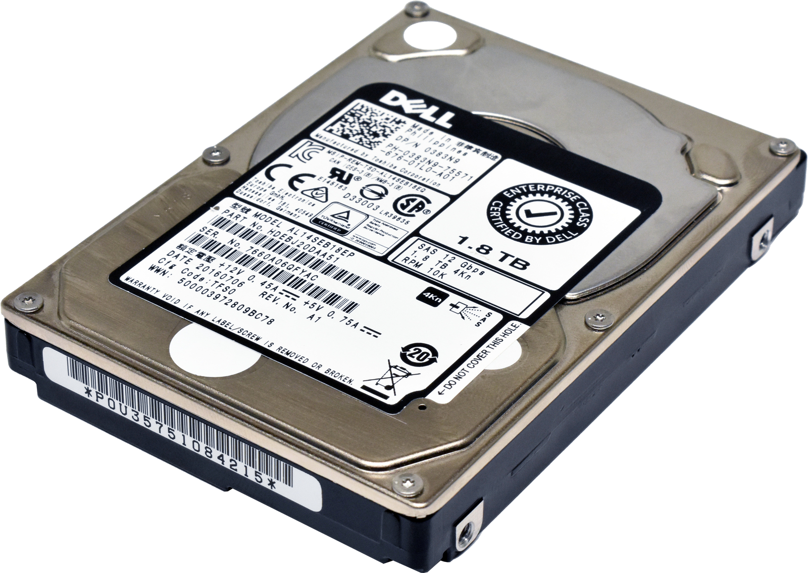 【動作品♪】IBM AL14SEB18EP [1.8TB/1800GB SAS]2.5インチ HDD SAS/10個セット/ハードディスク AL14SEB18EP - Toshiba 1.8TB 10000RPM SAS 12Gb⁄s 2.5-in HDD