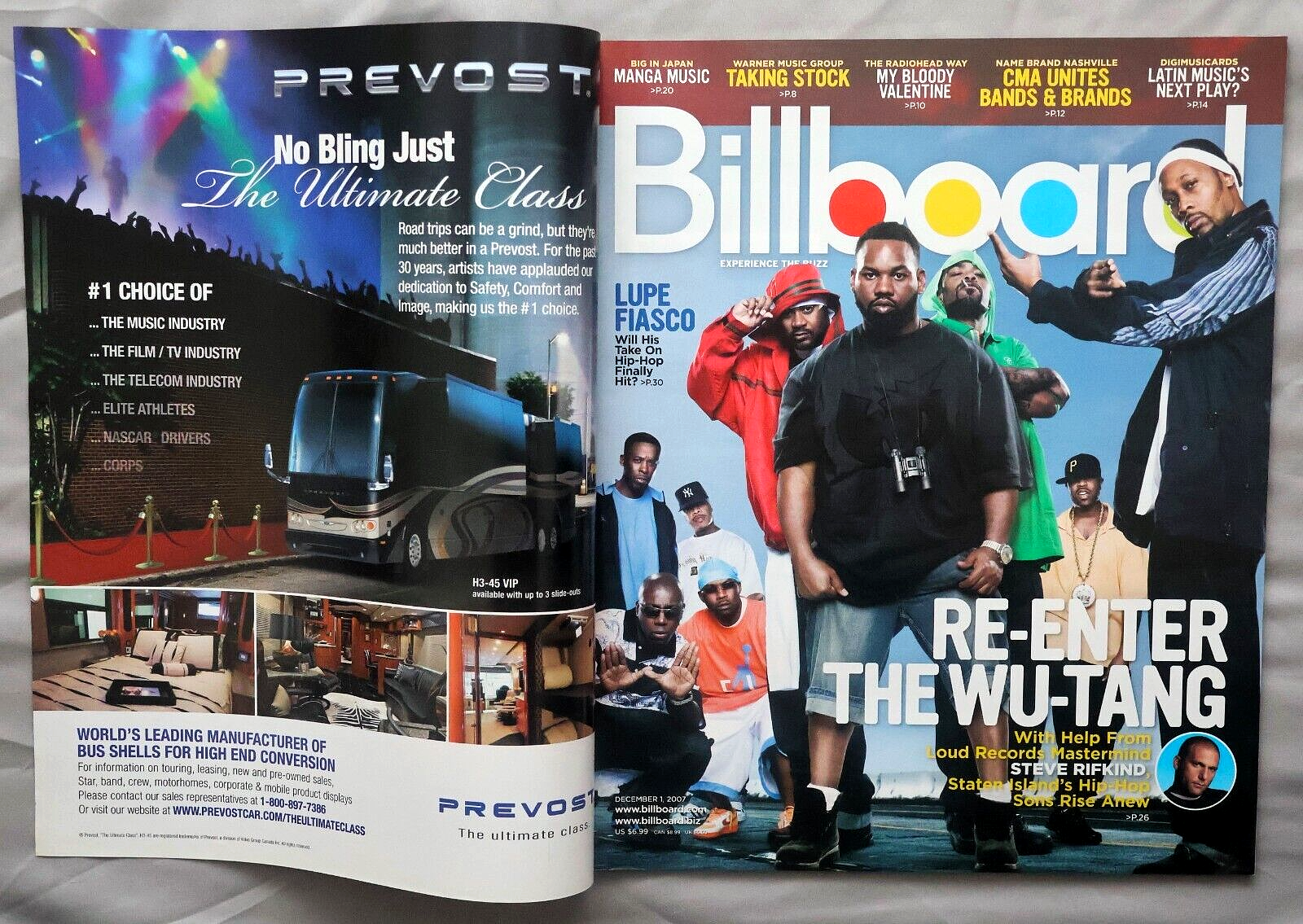 Billboard Magazine: December 1, 2007. Wu-Tang Clan on cover
