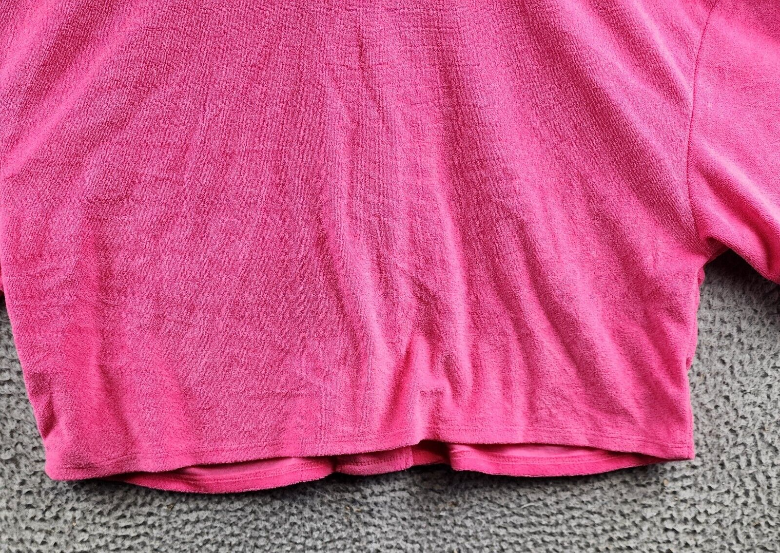 AQUA Cropped Terrycloth Shirt Women's M Pink Patch Pocket Collared Short Sleeve - Picture 12 of 12