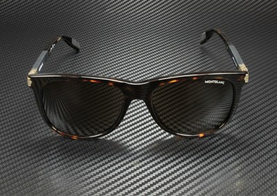 Pre-owned Montblanc Mb0031s 008 Rectangular Square Havana Brown 57 Mm Men's Sunglasses