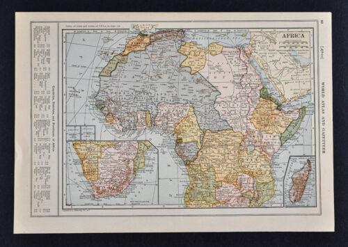 1917 Poates Map - Africa - Egypt Nubia Congo Angola Madagascar Cape Town South