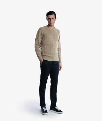 Pre-owned Larusmiani Cable Knit Sweater Col Du Pillon Sweater In Beige
