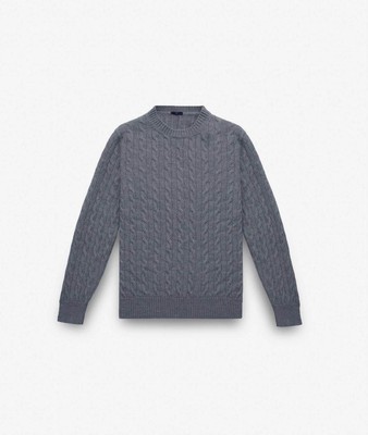 Pre-owned Larusmiani Cable Knit Sweater Col Du Pillon Sweater In Gray