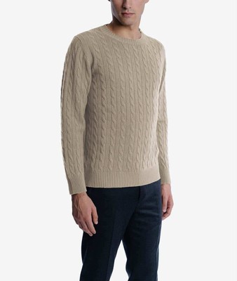 Pre-owned Larusmiani Cable Knit Sweater Col Du Pillon Sweater In Beige