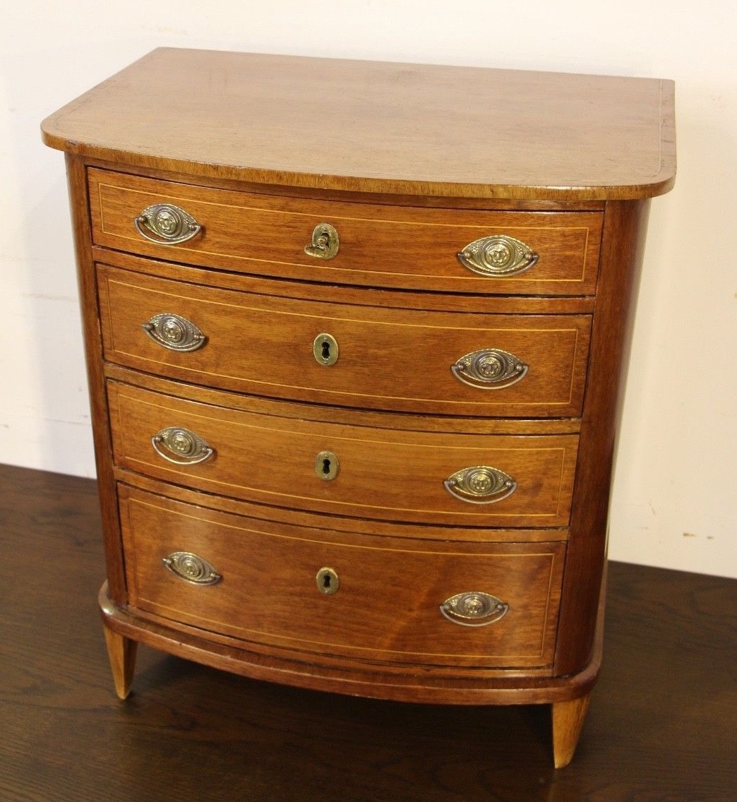 Rare Apprentice Piece Chest Drawers Antique Bedside 1820 S Inlaid