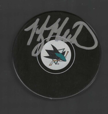 Manny Malhotra Signed San Jose Sharks Puck