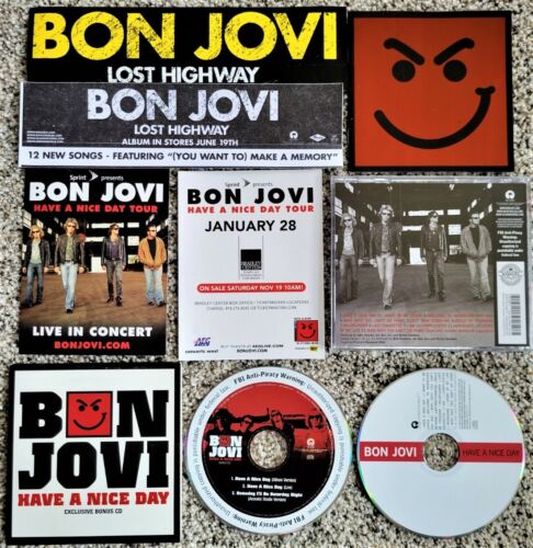 RARE Vintage BON JOVI Have A Nice Day CD + Promo Bonus CD Tour Postcard Sticker