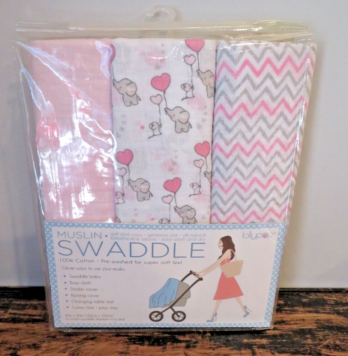 S Pink Gray Elephants Nip Wear