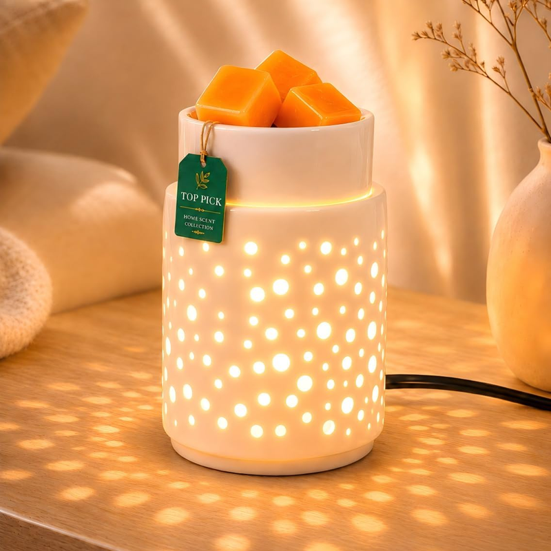 Nawaza Ceramic Wax Melt Warmer 2-In-1 Electric LED Scented Candles Melter