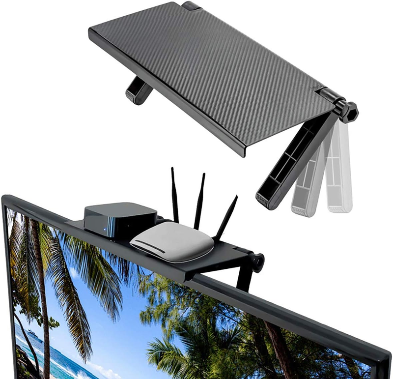 TV Top Shelf for Cable Box, Computer Monitor Mount Organizer Screen Top Shelf Mo