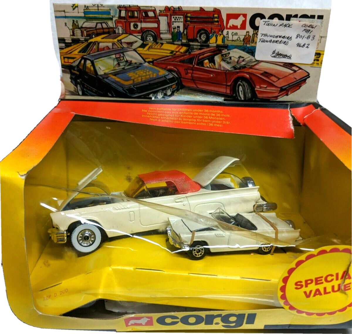 Corgi Ford Thunderbird Car 1957 Twin Pack W/ Box Big & Small