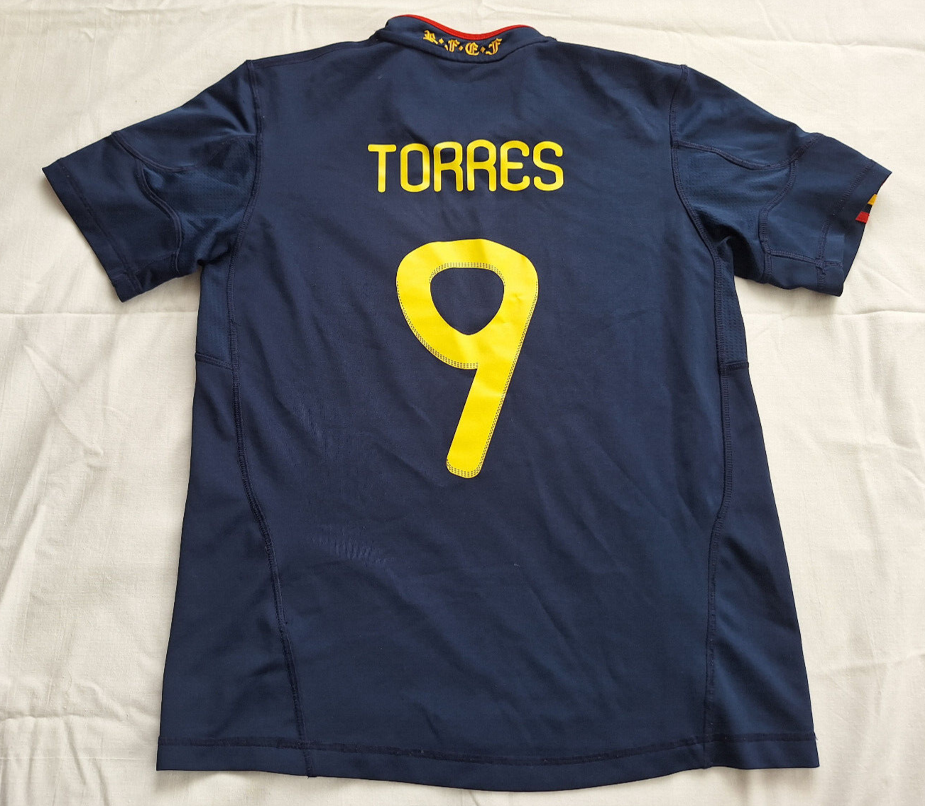 Spain 2010 Away Jersey #9 Torres Adidas Navy Blue Shirt Size