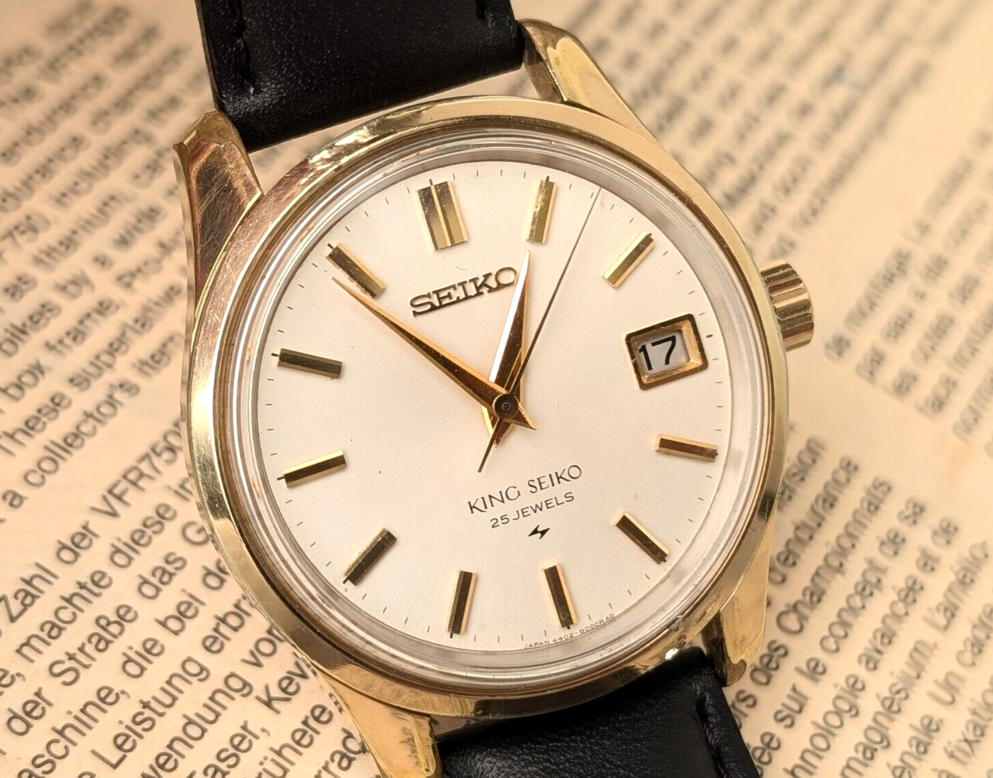 貴重 KING SEIKO 25JEWELS 442000 盾メダリオン 金張 手巻き メンズ 腕時計 動作品 
