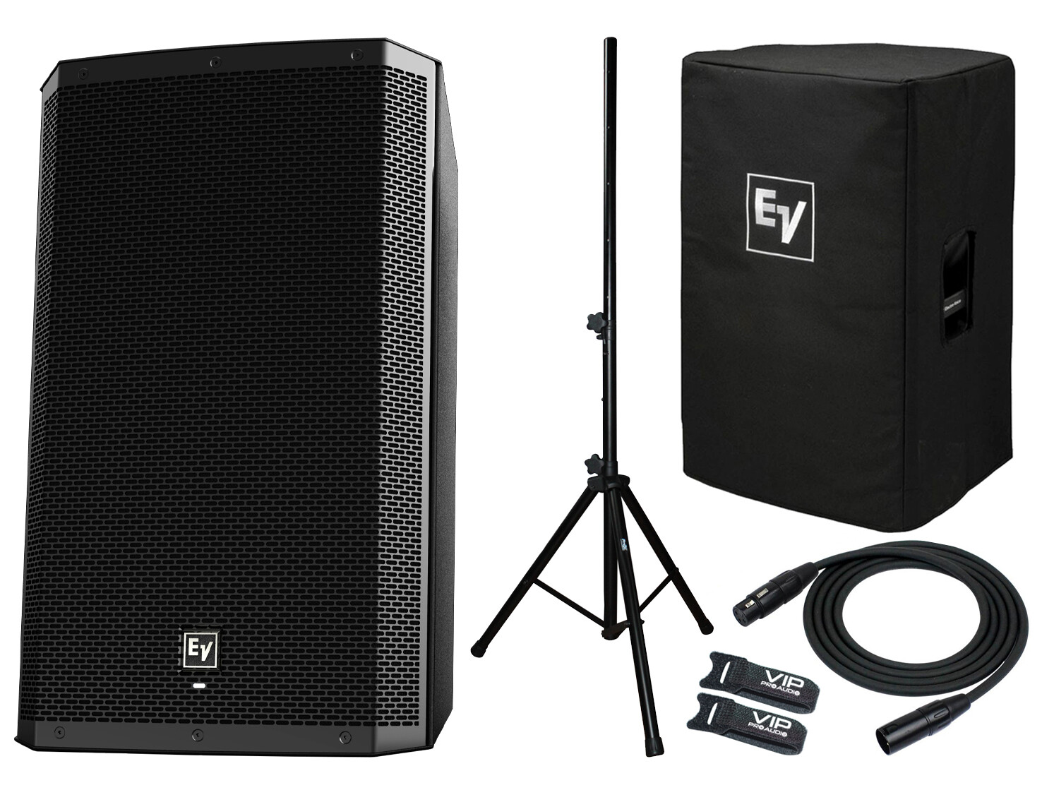 EV ZLX12BT Active DJ 1000W PA Bluetooth Speaker + ZLX12CVR + Stand