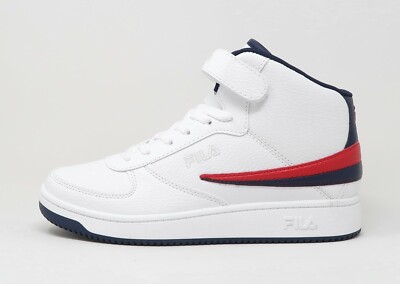 FILA White Red Navy Blue A-High Faux Leather Shoes Men Sneakers