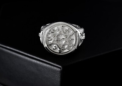 King Solomon Seal Ring Sterling Silver 925 Rhodium Plated