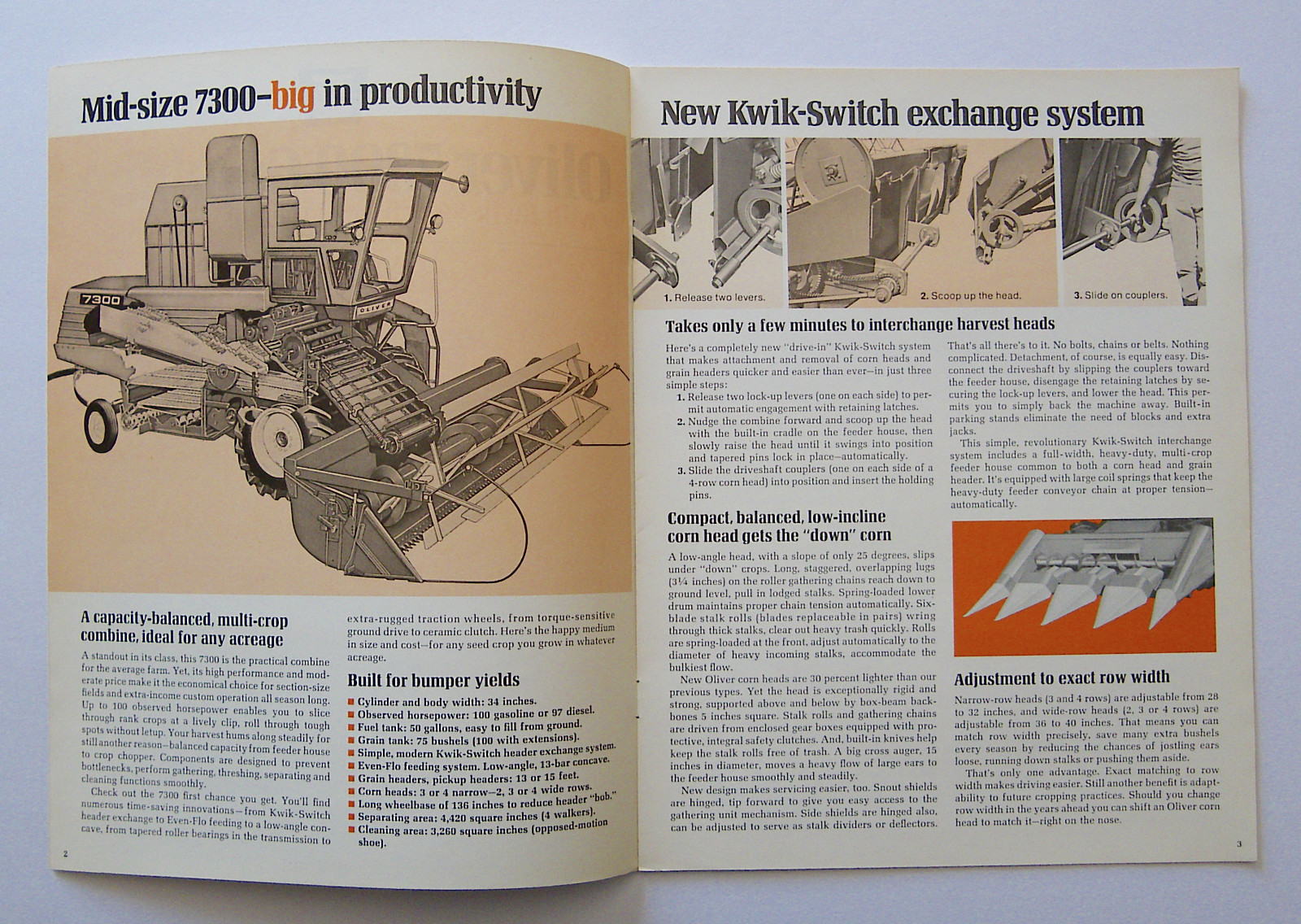 1960's-1970's Oliver 7300 Combine Brochure