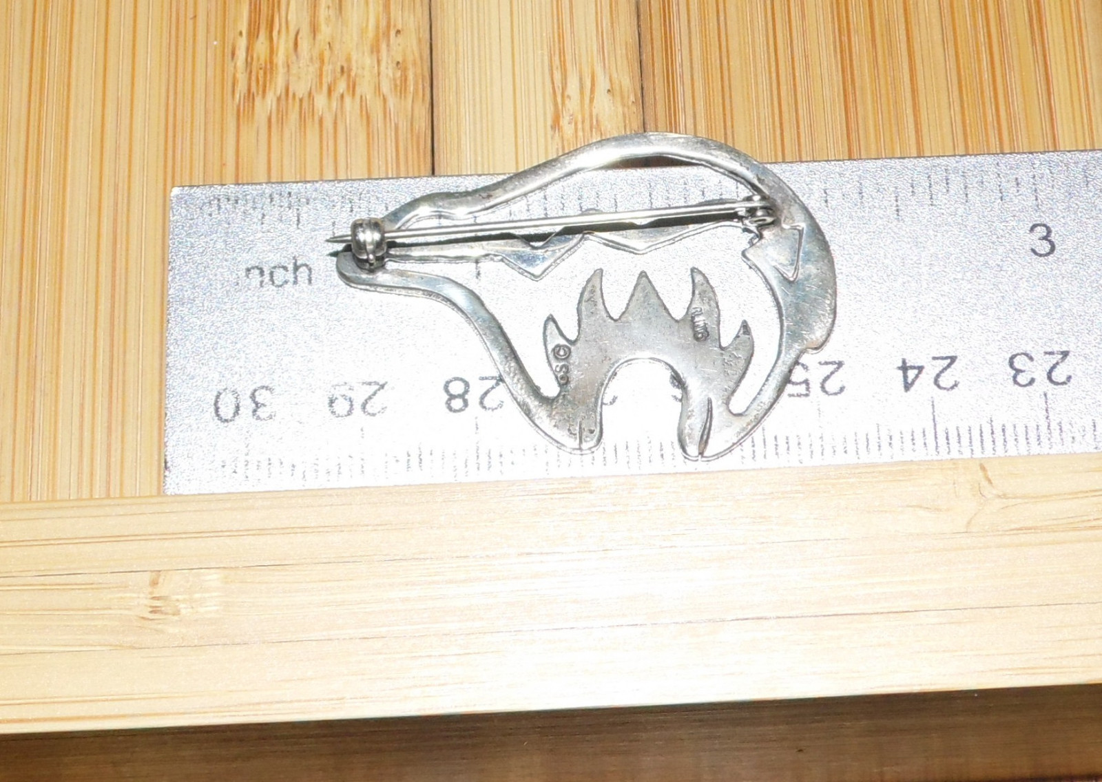 Vintage Native SW Sterling Cut Out Fetish Bear Pin Brooch Signed GS