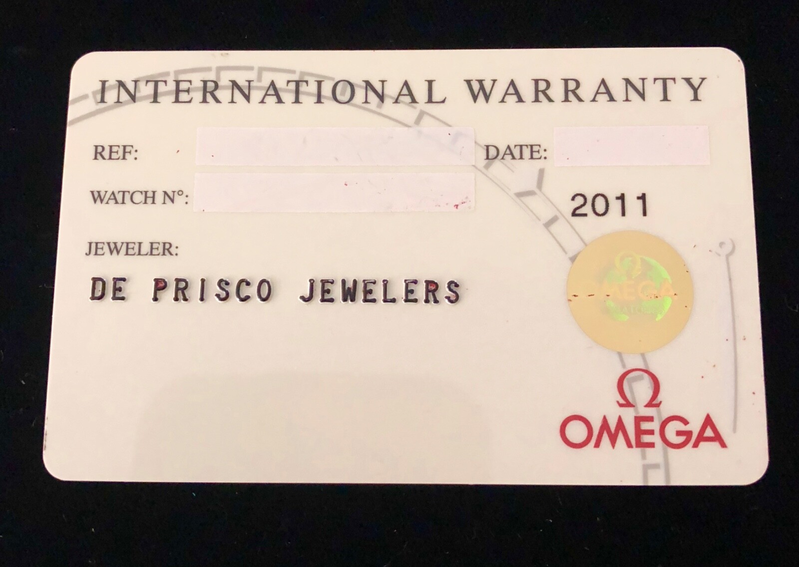 Omega International Warranty Card Open Name Blank w/ Omega Watch Wallet