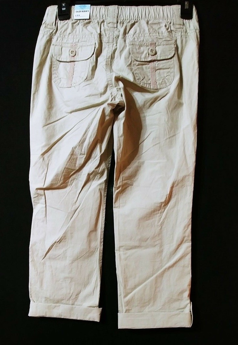 Old Navy Girls Capri Tan Size Large NEW Stylish Elastic Waist Cuffed