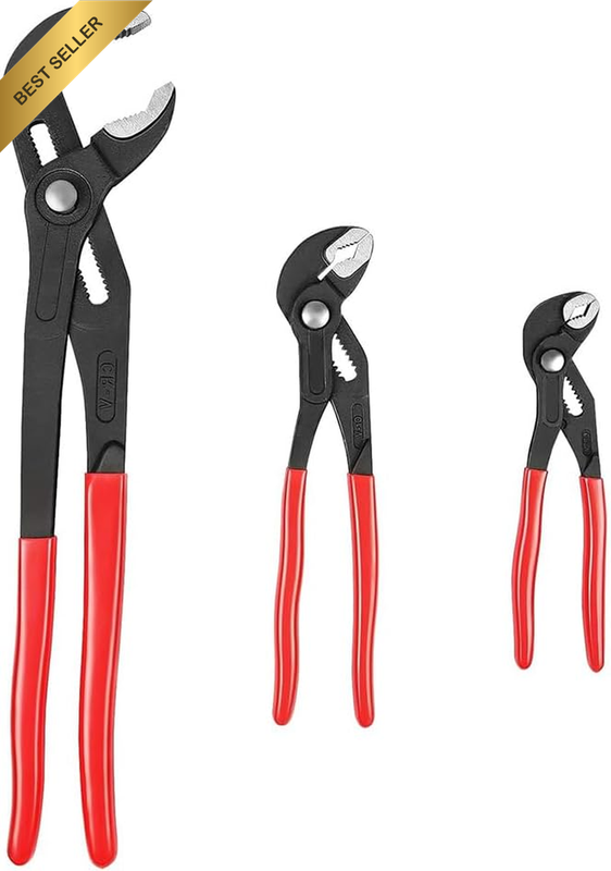 Water Pump Pliers Set, Pipe Locking Pliers, V-Jaw and Quick Release Pipe Pliers,