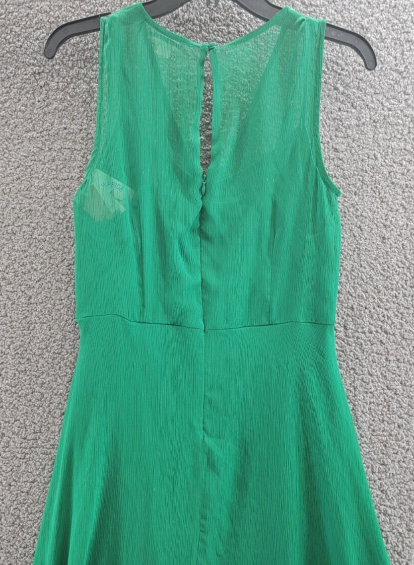 Calvin Klein A-Line Midi Dress Women's 4 Green V-Neckline Button Zip Closure~ - Picture 9 of 16