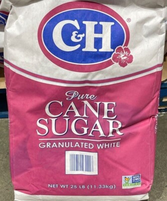C&H Granulated White Pure Cane Sugar Bulk C and H Sugar 25 Lbs Bag
