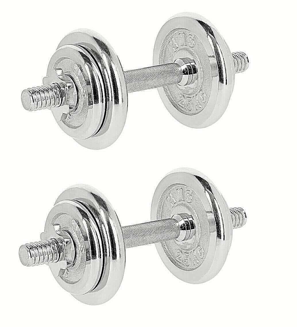 Coppia Manubri Dischi Componibili 25Kg Pesi Palestra Fitness Bodybuilding dfh