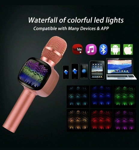 BONAOK Upgraded Wireless Bluetooth Karaoke Microphone with Dual Sing  LED Lights