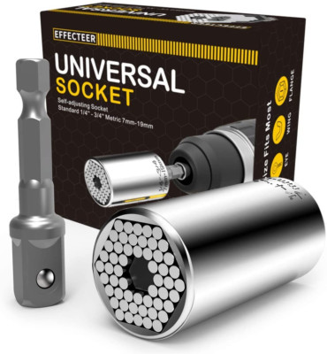 Universal Socket, Self-Adjusting Socket Fits Standard 1/4'' - 3/4'' Metric 7Mm-1