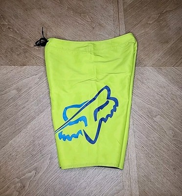 Fox Racing Swim Trunks Mens 34 Neon Yellow Board Shorts Swimming Bathing Suit