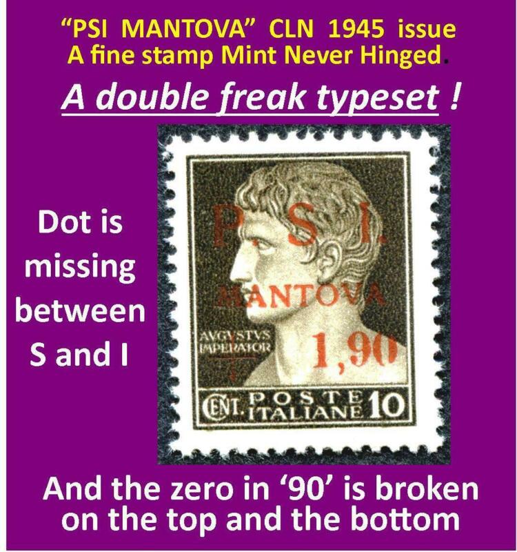 Psi Mantova - 2 Rare Print Errors - Broken Zero - Stamp Error Variety 1945 (182)