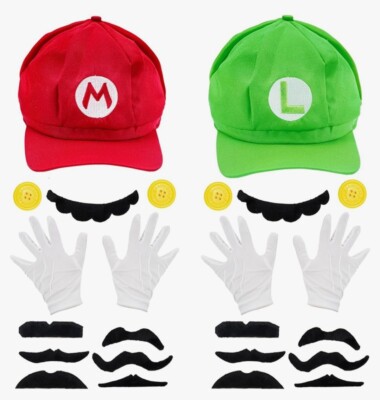 Super Bros Mario & Luigi Unisex Hat Accessories set for kids and adults