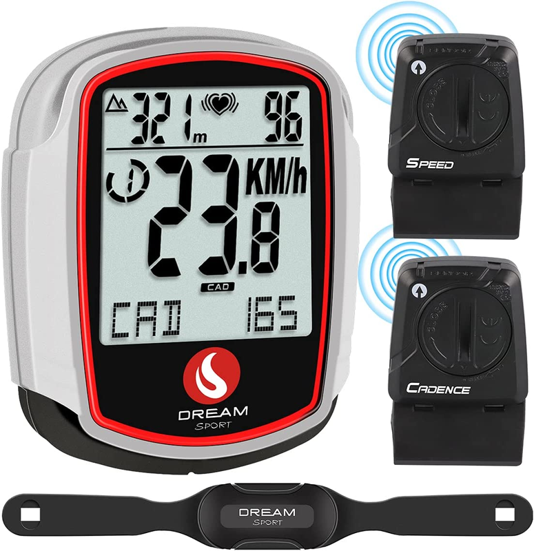 DREAM SPORT Wireless Bike Computer with Cadence Speed Sensor Heart Rate Monitor