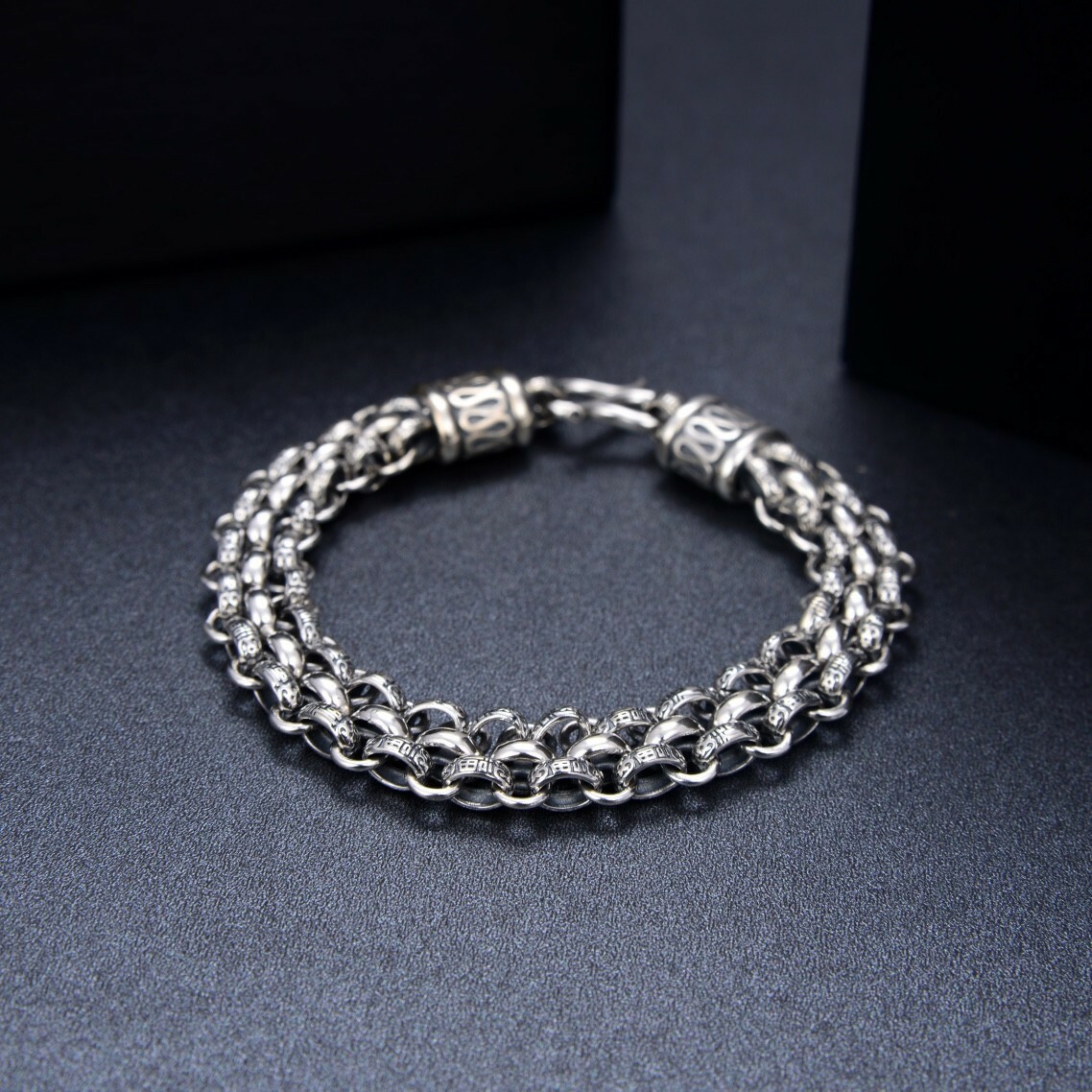 アクセサリー SILVER925 ANCHOR DOUBLE CHAIN BRACELET anchor-heavy-big-double-chain-