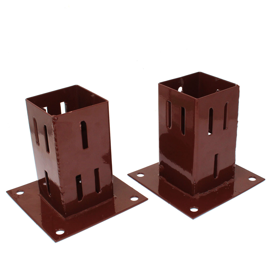 TWIN PACK 150 X 150mm 6 BOLT DOWN QUICK FIT FENCE POST SHOE HOLDER 