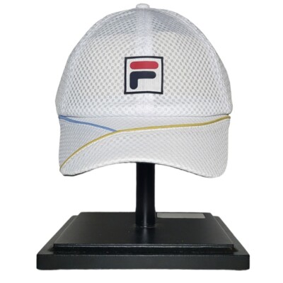 FILA 80's style Unisex White Mesh Five Panel Strap Back Tennis Hat 