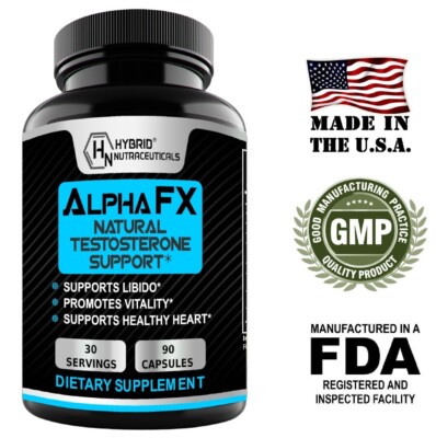 AlphaFX Men's Testosterone Booster, Estrogen Blocker, Energy, Libido, 90 Capsule